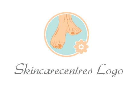 manicured feet and flower in circle spa logo
