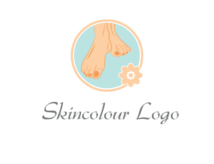manicured feet and flower in circle spa logo