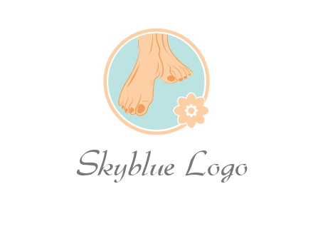 manicured feet and flower in circle spa logo