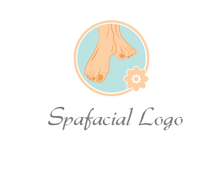 manicured feet and flower in circle spa logo
