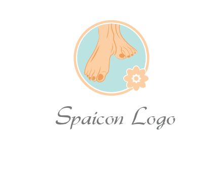manicured feet and flower in circle spa logo