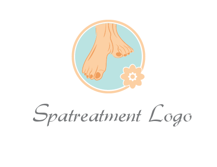 manicured feet and flower in circle spa logo