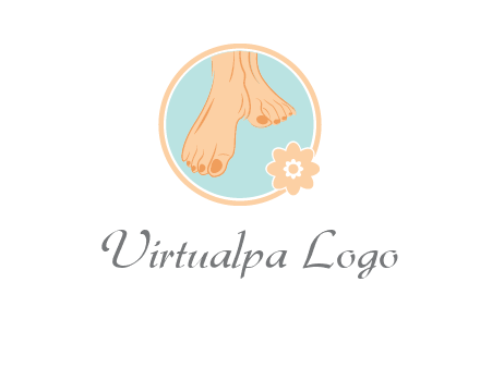 manicured feet and flower in circle spa logo