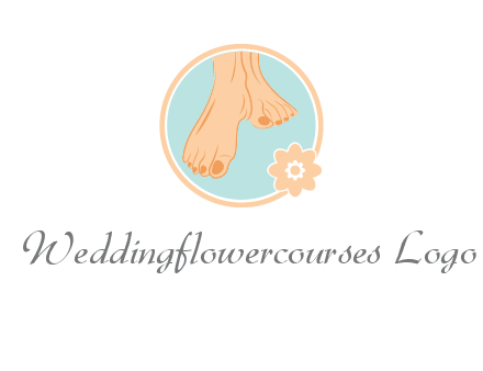 manicured feet and flower in circle spa logo