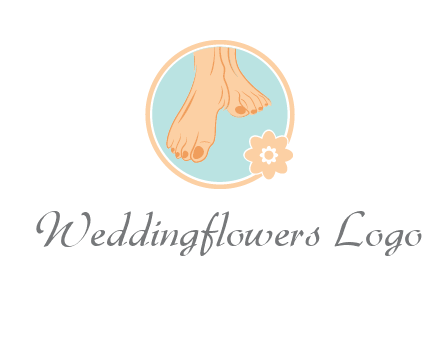 manicured feet and flower in circle spa logo