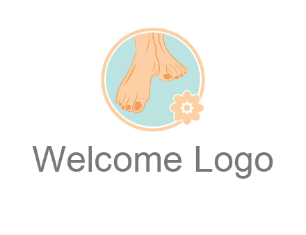 manicured feet and flower in circle spa logo