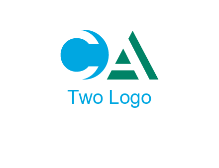 negative spacing letter C and letter A in geometric shapes