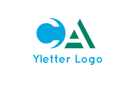 negative spacing letter C and letter A in geometric shapes