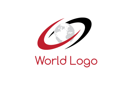 Swooshes around the globe logo