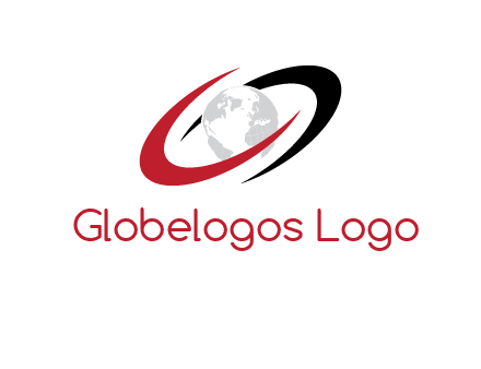 Swooshes around the globe logo