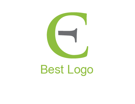letter C forming letter E with line