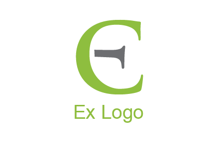 letter C forming letter E with line