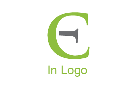 letter C forming letter E with line