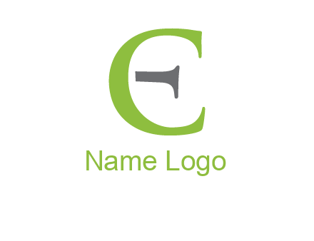 letter C forming letter E with line