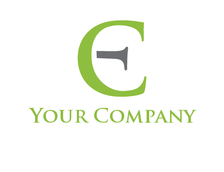 letter C forming letter E with line