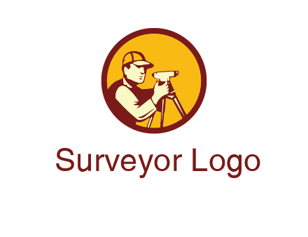 man surveyor holding theodolite in colored circle engineering logo