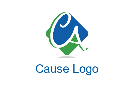 Letters CA are in rhombus shape logo