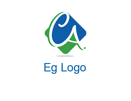 Letters CA are in rhombus shape logo