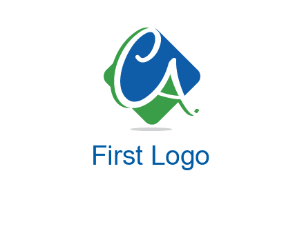 Letters CA are in rhombus shape logo
