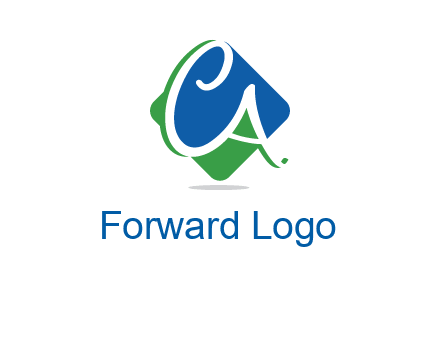 Letters CA are in rhombus shape logo