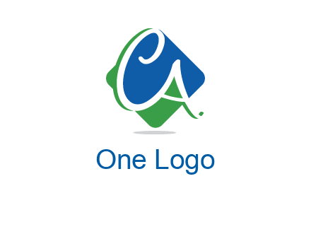 Letters CA are in rhombus shape logo