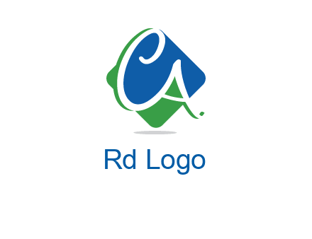 Letters CA are in rhombus shape logo