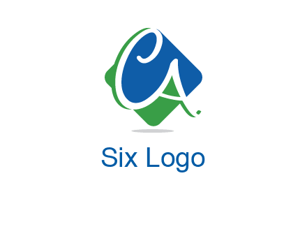 Letters CA are in rhombus shape logo
