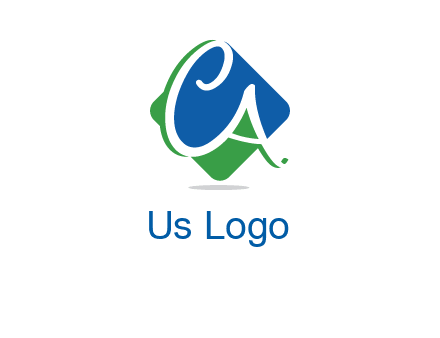 Letters CA are in rhombus shape logo