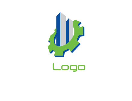 abstract buildings in gear engineering logo