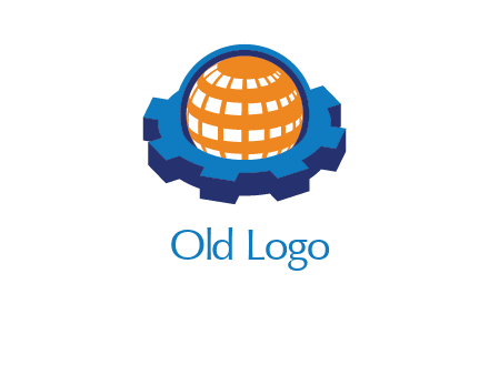 globe in center of gear engineering logo