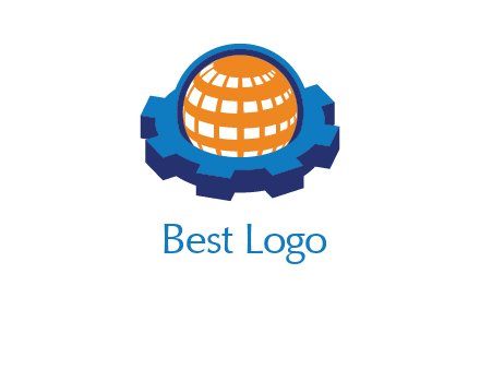 globe in center of gear engineering logo