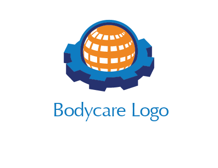 globe in center of gear engineering logo