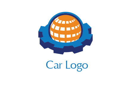 globe in center of gear engineering logo
