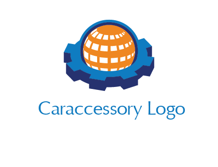 globe in center of gear engineering logo