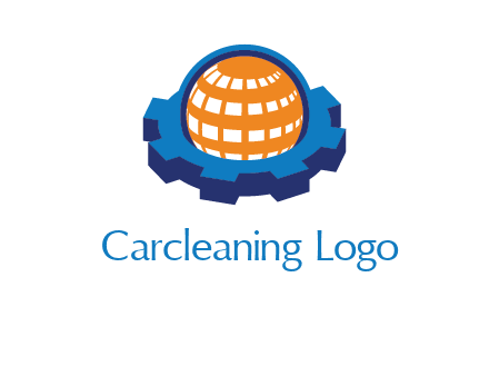 globe in center of gear engineering logo