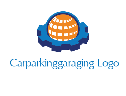 globe in center of gear engineering logo