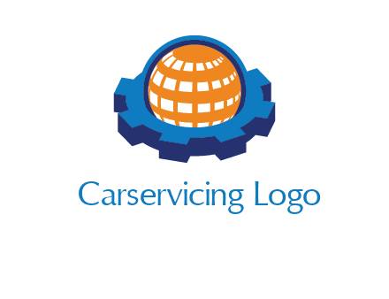 globe in center of gear engineering logo