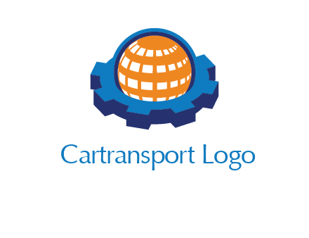 globe in center of gear engineering logo