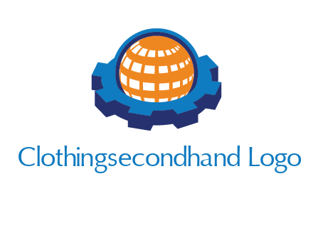 globe in center of gear engineering logo