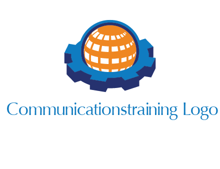 globe in center of gear engineering logo
