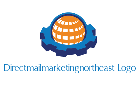 globe in center of gear engineering logo