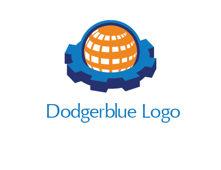 globe in center of gear engineering logo