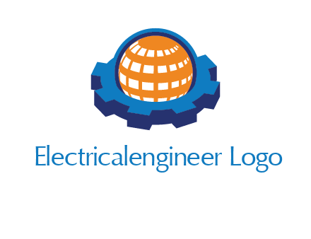 globe in center of gear engineering logo