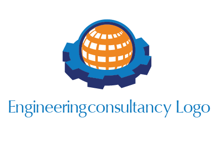 globe in center of gear engineering logo