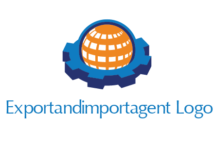 globe in center of gear engineering logo