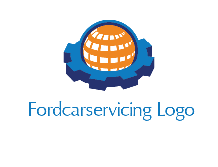 globe in center of gear engineering logo