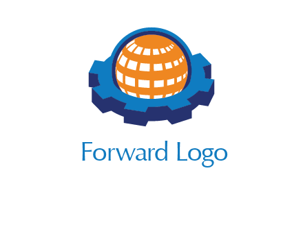 globe in center of gear engineering logo