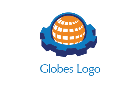 globe in center of gear engineering logo