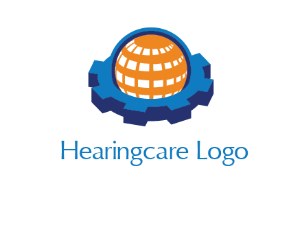 globe in center of gear engineering logo