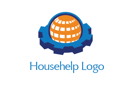 globe in center of gear engineering logo